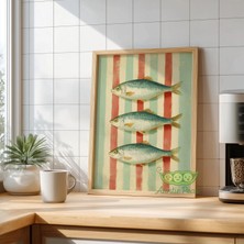 Ninastore Vintage Sardalya Duvar Sanatı - Kıyı Mutfağı Balık Baskısı - Akdeniz Deniz Ürünleri Posteri -