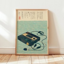 Ninastore Vintage Kaset Çalar Posteri | Japon Retro Ses Illüstrasyonu | Baskı