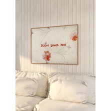 Ninastore "isa Seni Seviyor" Çiçek Desenli Baskı: Şık Hristiyan Dekorasyonu (Baskı - Yatay)