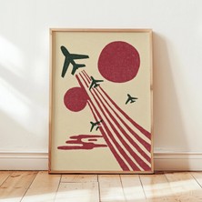 Ninastore Uçak Duvar Sanatı | Minimalist Havacılık Illüstrasyonu | Modern Grafik Uçak Sanat Eseri | Soyut