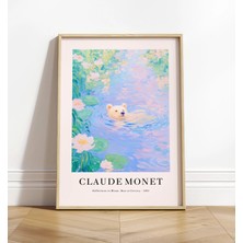 Ninastore Monet Tarzı Kutup Ayısı Baskısı: Fransız Çiçekli Duvar Sanatı