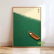 Ninastore Japon Tekne Duvar Sanatı - Minimalist Zen Su Baskısı - Geleneksel Japandi Okyanus Sanat Eseri -
