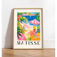 Ninastore Matisse Tarzı Plaj Baskısı: Bohem Pembe Y2K Duvar Sanatı