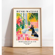 Ninastore Doberman Sanat Baskısı: Tropikal Banyo Duvar Sanatı - Matisse Tarzı