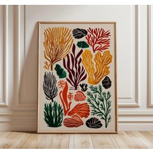 Ninastore Deniz Yosunu Posteri - Kıyı Botanik Sanat Baskısı - Renkli Okyanus Duvar Sanatı