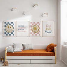 Ninastore Kardeşler En Iyi Arkadaş Olur - Retro Çocuk Odası - 4'lü Set - Kardeş Odası Dekorasyonu - Bohem