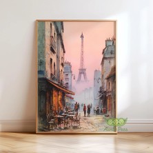 Ninastore Paris Suluboya Duvar Sanatı - Eyfel Kulesi Sokak Baskısı - Romantik Paris Kafe Posteri - Avrupa