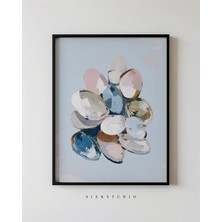 Ninastore Soyut Istiridye Kabuğu Sanat Baskısı - Pastel Kıyı Duvar Dekoru - Yumuşak Plaj Tonlarında Dokulu