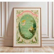 Ninastore Deniz Kızı Sanat Baskısı - Peri Masalı Duvar Sanatı - Hayalperest Okyanus Posteri - Vintage Masal