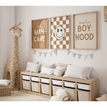 Ninastore Camel Çocuk Odası - Kareli Çocuk Odası - Erkek Bebek Odası Dekorasyonu - Bebek Posteri - Paylaşımlı