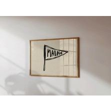 Ninastore Maine (Abd Eyaleti) Bayrak Baskısı - Elle Çizilmiş Eyalet Duvar Sanatı - Tarafsız Kıyı Baskısı