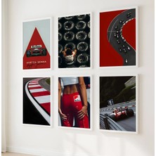 Ninastore 6 Kırmızı Formula 1 Posteri - F1 Duvar Sanatı - Monaco Grand Prix Baskısı - Leclerc, Hamilton,