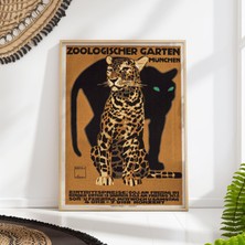 Ninastore Leopar ve Panter Sanat Baskısı Vintage Hayvanat Bahçesi Posteri Retro Vahşi Yaşam Duvar Dekoru