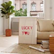 Ninastore Şanslısın Kalp Baskısı - Trend Tipografi Posteri - Romantik Duvar Sanatı (Baskı)