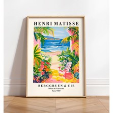 Ninastore Pembe Tropikal Plaj Baskısı: Matisse Tarzı Kıyı Sanatı