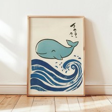 Ninastore Balina Okyanus Posteri | Japon Tarzı Duvar Sanatı Baskısı | Minimalist Deniz Illüstrasyonu | Kıyı