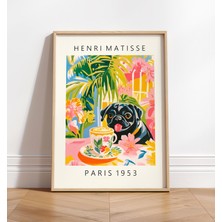 Ninastore Siyah Pug Kahve Baskısı: Henri Matisse Tarzı Mutfak Sanatı