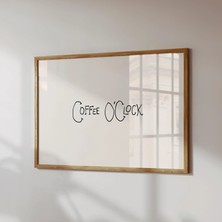 Ninastore Kahve Saati Baskısı - Nötr Mutfak Duvar Sanatı - Kahve Bar Arabası Dekoru (Baskı - Yatay)