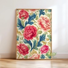 Ninastore Vintage Şakayık Duvar Sanatı Baskısı - Botanik Çiçek Posteri - William Morris Esintili Ev