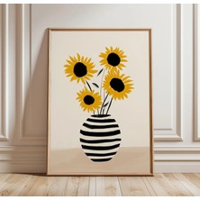 Ninastore Ayçiçeği Vazo Posteri | Minimalist Çiçekli Duvar Sanatı | Modern Botanik Baskı