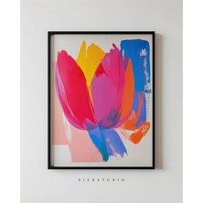 Ninastore Cesur Çiçekli Soyut Sanat Renkli Modern Bahar Canlı Lale Çiçeği Tablosu Yazdırılabilir Çağdaş
