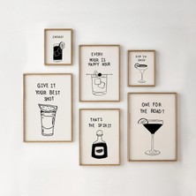 Ninastore Tarafsız Bar Arabası Baskıları: Şık Mutfak Duvar Sanatı Galerisi (Baskı - 6'lı Set)