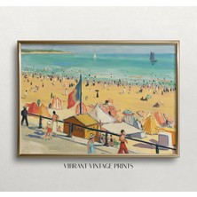 Ninastore Vintage Fransa Sahil Baskısı | Kıyı Duvar Sanatı (Baskı)