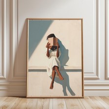 Ninastore Siyah Kadın Kitap Okuma Baskısı - Nötr Duvar Sanatı - Kütüphane - Kitap Severler Için Hediyeler -