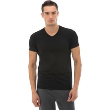 Lacoste Erkek Slim Fit V Yaka Siyah T-Shirt