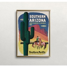 Ninastore Eski Arizona Seyahat Posteri: Güney Çölü Kaktüs Sanatı (Baskı)