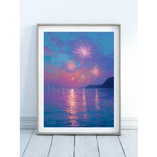 Ninastore Okyanus Havai Fişekleri Baskısı - Yatak Odası Dekorasyonu - Oturma Odası Dekorasyonu - Çocuk Odası