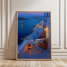 Ninastore Yunan Balkon Baskısı - Sahil Duvar Sanatı - Yatak Odası Dekorasyonu - Oturma Odası Duvar Sanatı -