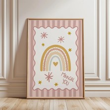 Ninastore Gökkuşağı Baskılı Bebek Odası Dekorasyonu - Pembe Baskılı Bebek Odası Dekorasyonu - Kız Çocuk Odası