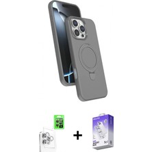 Pileli Store Pilelistore™ iPhone 16 Pro Max Kılıf Iz Işık Koleksiyonu - Siyah Bilvis 5in1 3D Magic Cam Ekran Koruyucu + Raze Metal Kamera Lens - Bz