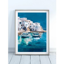 Ninastore Yunan Limanı Baskısı - Ege Kıyısı Posteri - Yunan Kıyı Duvar Dekoru - Yunanistan Duvar Sanatı -