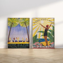 Ninastore Fransız Rivierası Sanatı - Vintage Duvar Sanatı - Cote D'azur Fransa - Renkli Duvar Sanatı - Fransa