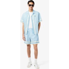 Lacoste Lightweight Monogram Print Erkek Mavi Şort