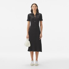 Lacoste Kadın Flare Fit Kısa Kollu Polo Yaka Siyah Elbise