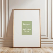 Ninastore Mutluluk Baskısı - Yeşil Dekor - Ev Ortamı Duvar Sanatı - Rahat Duvar Sanatı Baskısı - Mutfak