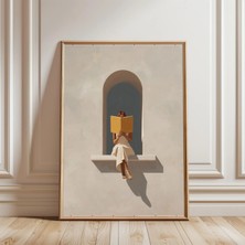 Ninastore Kitap Okuyan Kadın Baskısı - Nötr Duvar Sanatı - Kütüphane - Kitap Severler Için Hediyeler -