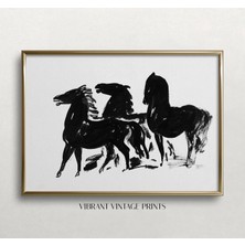 Ninastore Antik At Gravür Baskısı: Siyah Beyaz Antika Sanat Eseri (Baskı)