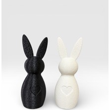 Major Hobi 3D Baskı Dekoratif Tavşan Biblo Seti 14 cm – Kalpli Modern Tasarım 2’li