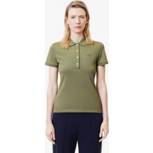 Lacoste Kadın Slim Fit Haki Polo