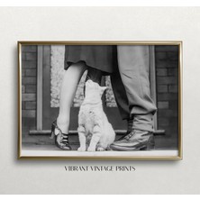 Ninastore Vintage Kedi Sanat Baskısı: Siyah Beyaz Çift Fotoğrafı (Baskı)