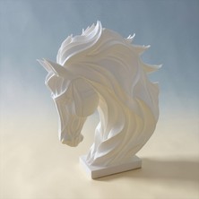 Major Hobi 3D Baskı Dekoratif At Büstü Biblo 17X15 cm Modern Heykel Obje