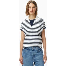 Tommy Hilfiger Lyocell Tipping Open Kadın Beyaz Polo Yaka T-Shirt