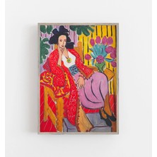 Ninastore Matisse Kırmızı Elbiseli Kadın Baskısı: Vintage Renkli Duvar Sanatı (Baskı)
