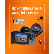 Alkasaz Full Hd Çözünürlüklü Üç Kameralı Araç Içi Kamera – Park ve Sürüş G? - ALKHBY5266-9