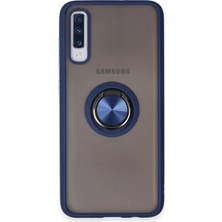 TKÇ Mey Ithalat®  Samsung Galaxy A70 Kılıf Montreal Yüzüklü Silikon Kapak - Lacivert