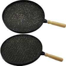 Tios Shop Krm Çift Taraflı Döküm Granit Bazlama - Gözleme Tavası 36CM (5047) Krm